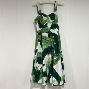 Belle Powue A-Line Midi Dress Ivory Palm Size M Summer